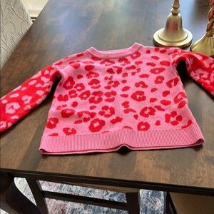 Pink and Red Leopard Print Sweater